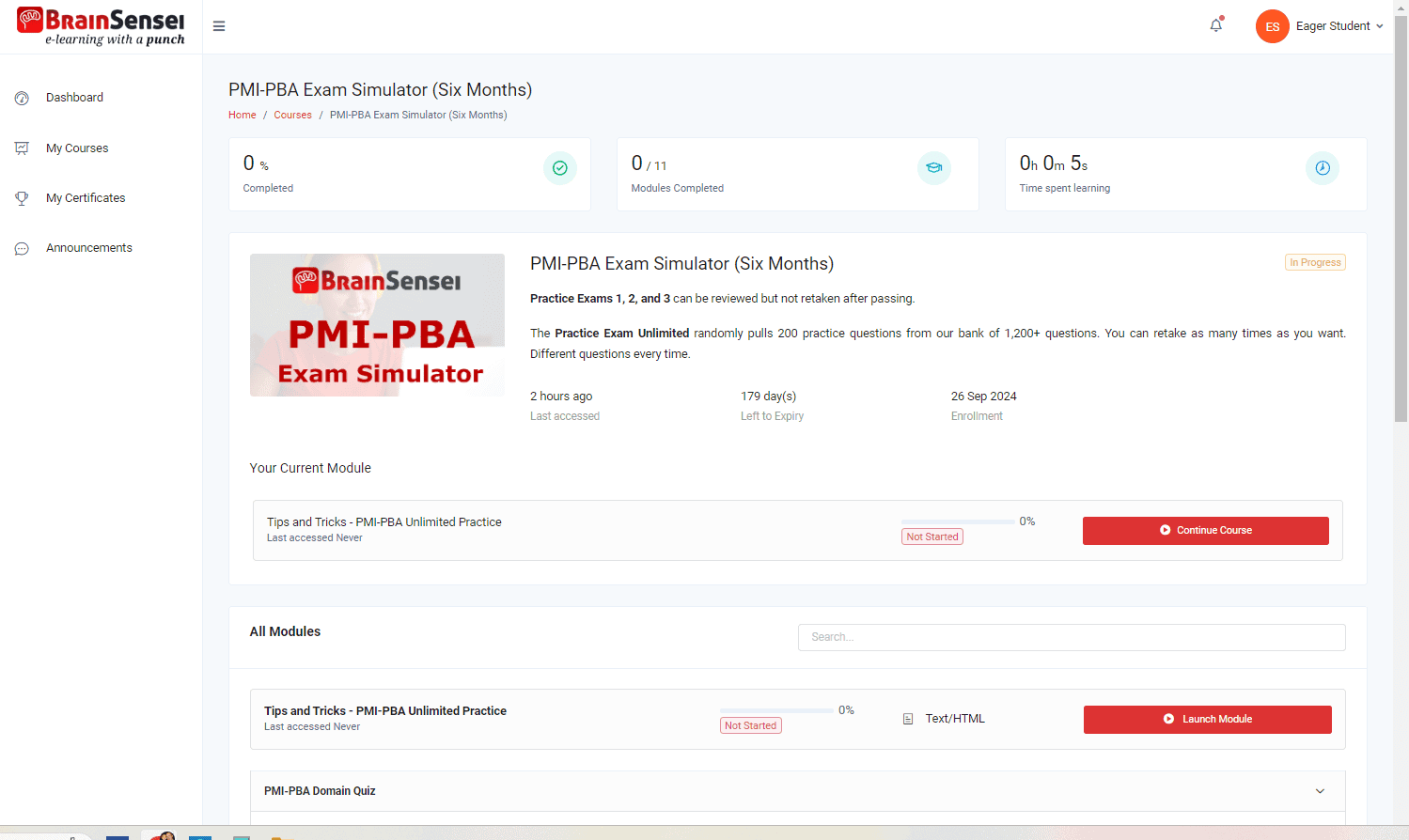 PMI-PBA Exam Simulator Example 1