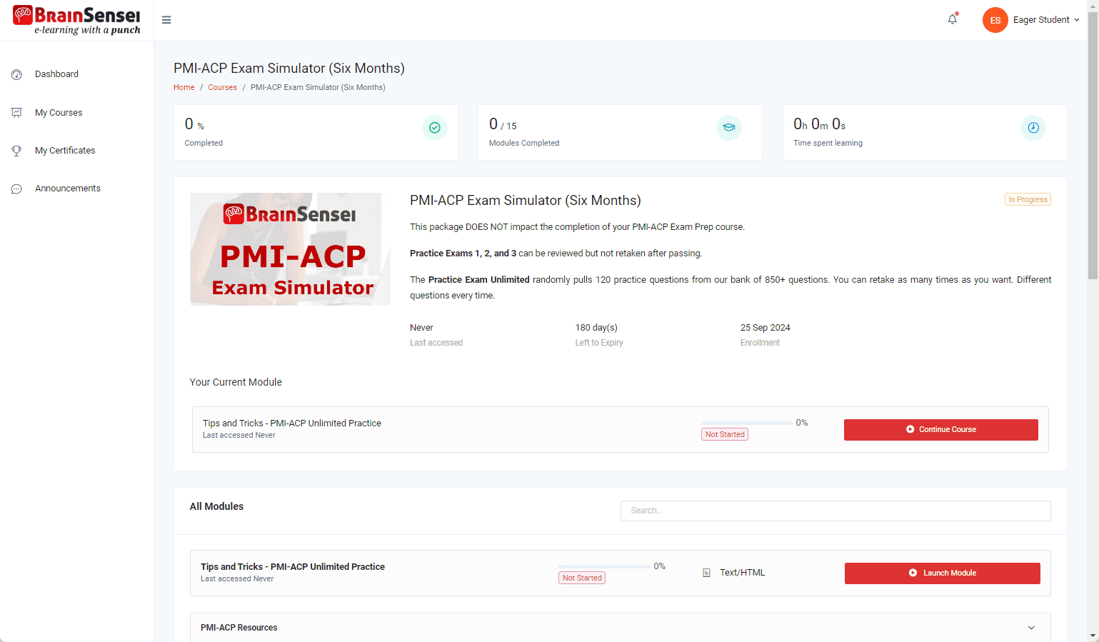 PMI-ACP Exam Simulator Example 1