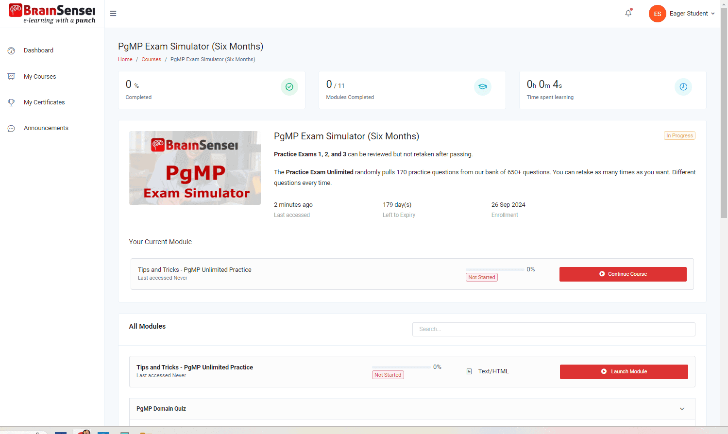 PgMP Exam Simulator Example 1