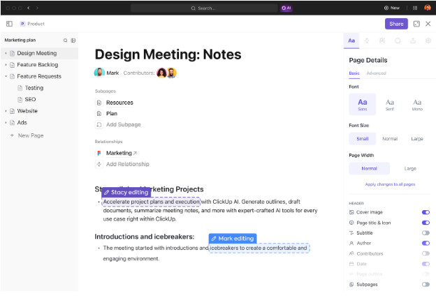 Clickup Docs and Wikis